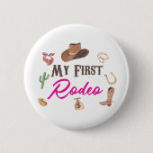 マイファーストロデオウエスタンカウボーイファーストファースト誕生日 缶バッジ (正面)