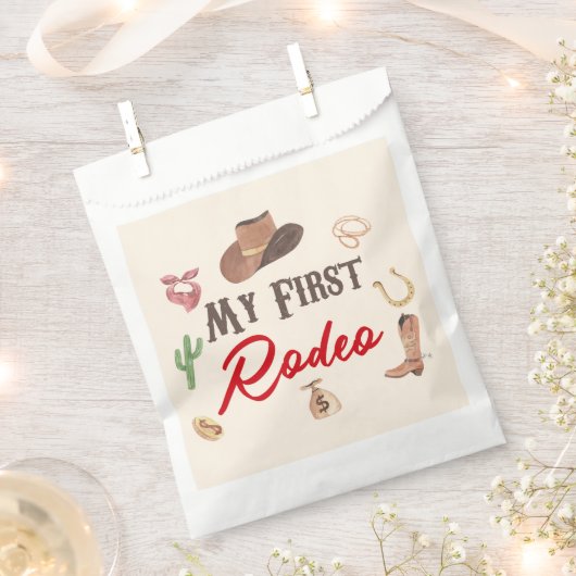 マイファーストロデオカウボーイファーストファースト誕生日 フェイバーバッグ (クリップ留めされた状態)