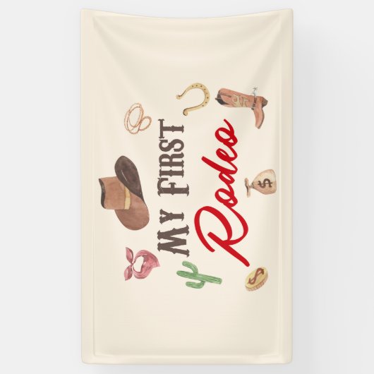 マイファーストロデオカウボーイファーストファースト誕生日 横断幕 (縦)