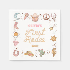 マイファーストロデオディスコ女性のカーボーイ1st誕生日パーティー スタンダードカクテルナプキン