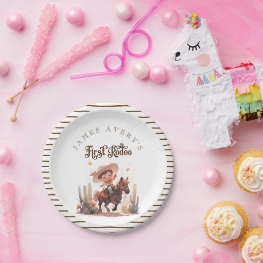 マイファーストロデオワイルドウエストカウボーイ誕生日 ペーパープレート (パーティー)