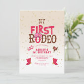 マイファーストロデオ女性のカーボーイクリーム1st誕生日 招待状 (スタンド正面)