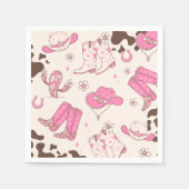 マイファーストロデオ女性のカーボーイピンク誕生日パーティー スタンダードカクテルナプキン (正面)