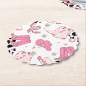 マイファーストロデオ女性のカーボーイピンク誕生日パーティー ペーパーコースター (アングル)
