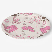 マイファーストロデオ女性のカーボーイピンク誕生日パーティー ペーパープレート (アングル)