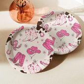 マイファーストロデオ女性のカーボーイピンク誕生日パーティー ペーパープレート