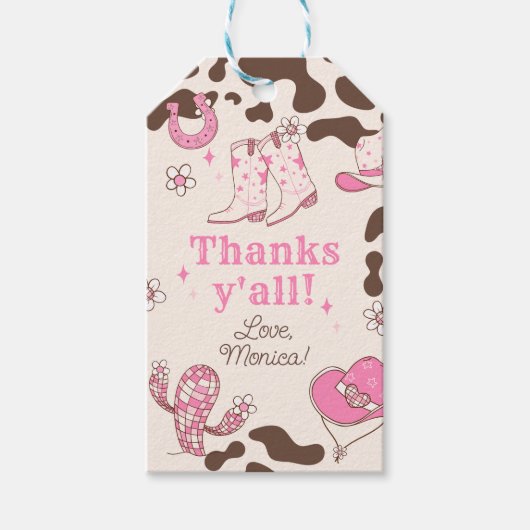 マイファーストロデオ女性のカーボーイ感謝してい歳の誕生日 ギフトタグ (正面)