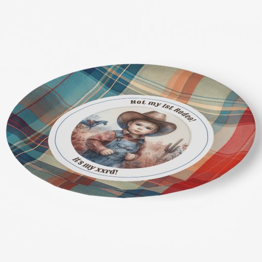 マイファーストローデオカウボーイウェスタン誕生日 ペーパープレート (アングル)