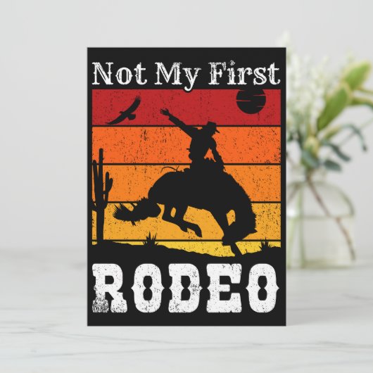 マイファーストロードカウボーイ女性のカーボーイホースサンセット 招待状 (スタンド正面)