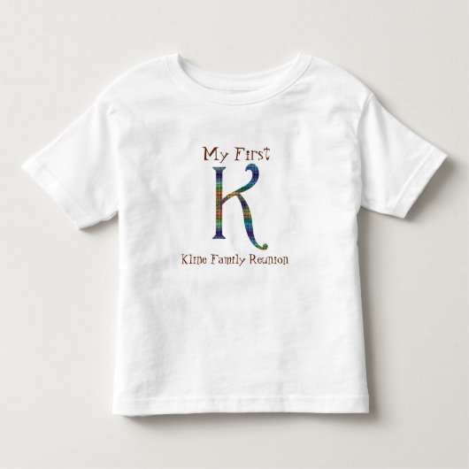 マイファースト懇親会カラフルレターKモノグラム トドラーTシャツ (正面)