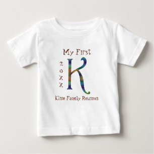 マイファースト懇親会カラフルレターKモノグラム ベビーTシャツ