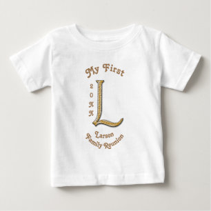 マイファースト懇親会金ゴールドとシルバーレターL ベビーTシャツ
