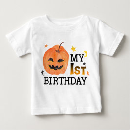 マイファースト誕生日パンプキンハロウィーン秋秋 ベビーTシャツ
