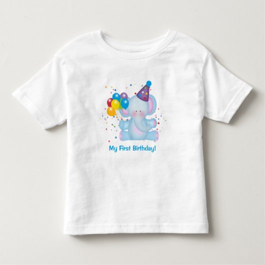 マイファースト誕生日ベビーゾウベビーTシャツ トドラーTシャツ (正面)