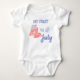 マイファースト7月4日スターズストライプレッドブルー ベビーボディスーツ