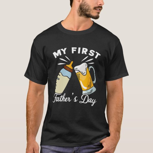 マイファースト・ファーザー・デイおもしろいパパ Tシャツ (正面)