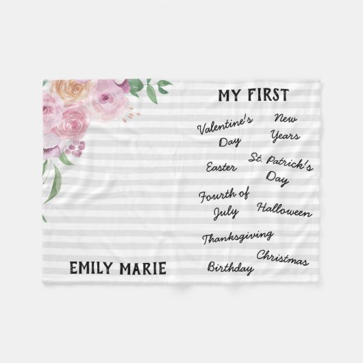 "マイファースト"ホリデーマイルストーンベビーブランケット フリースブランケット (正面(横))