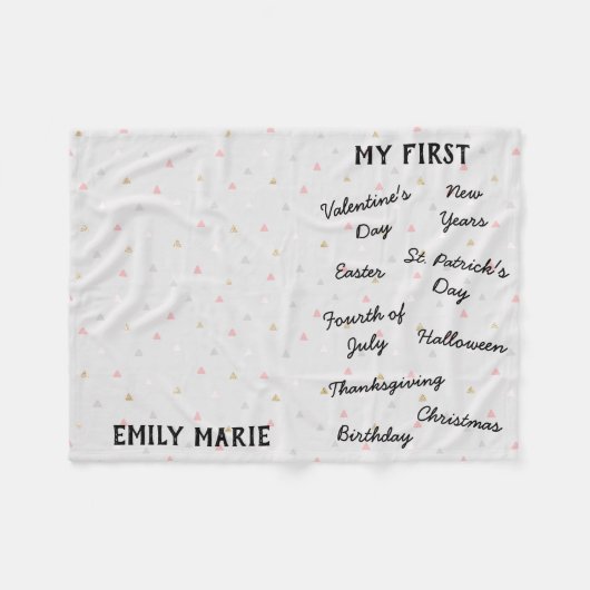 "マイファースト"ホリデーマイルストーンベビーブランケット フリースブランケット (正面(横))