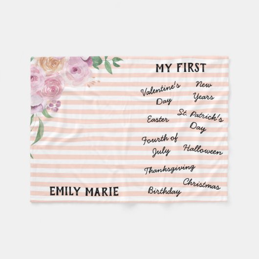 "マイファースト"ホリデーマイルストーンベビーブランケット フリースブランケット (正面(横))