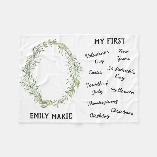 "マイファースト"ホリデーマイルストーンベビーブランケット フリースブランケット (正面(横))