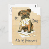 マイブリュッセルグリフォン食べマイ宿題 ポストカード (正面/裏面)