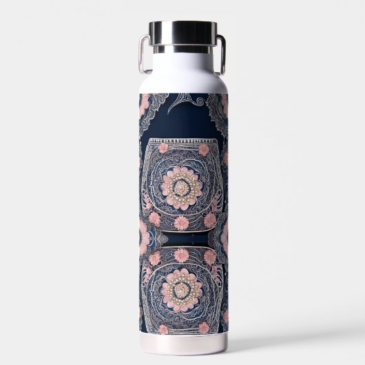 マイブルーハンドバッグAIアート ウォーターボトル (正面)