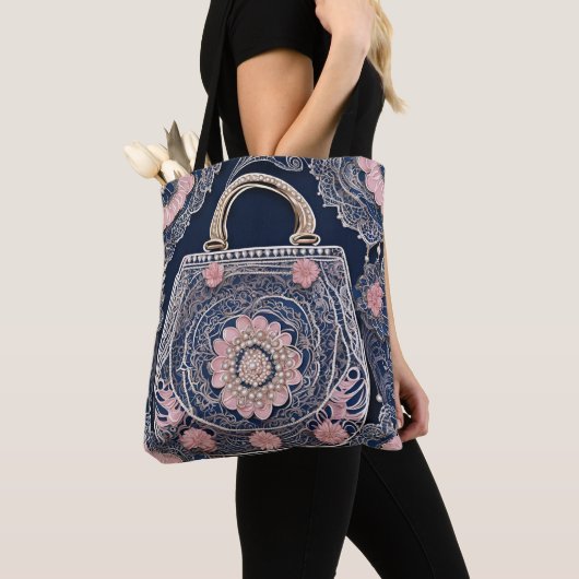 マイブルーハンドバッグAIアート トートバッグ (クローズアップ)