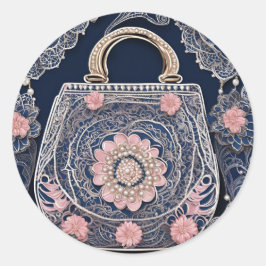 マイブルーハンドバッグAIアート ラウンドシール