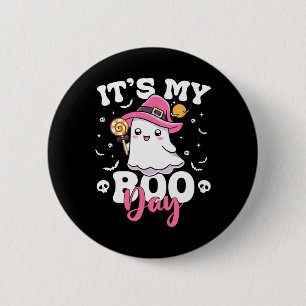 マイブーデイかわいいハロウィーン誕生日幽霊ボーイガール 缶バッジ