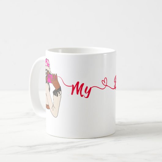 マイベストコールマグ – ガールズチャットデザイン コーヒーマグカップ (正面左)