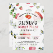 マイベリーファースト誕生日イチゴ誕生日 招待状 (正面/裏面)