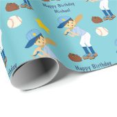 マイベースボールチーム子供の誕生日 ラッピングペーパー (ロールコーナー)