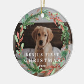 マイペットの初めてのクリスマスリース写真 セラミックオーナメント (左)