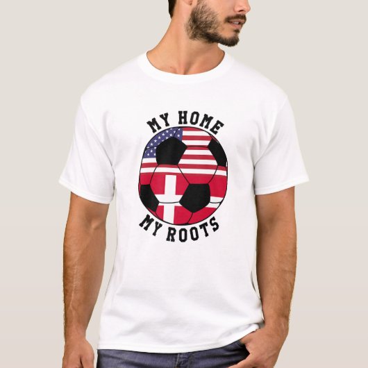 マイホームルーツデンマーク国旗のサッカー Tシャツ (正面)