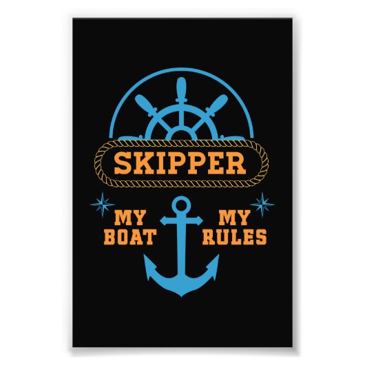 マイボートマイルール船キャプテンおもしろいモットー引用文 フォトプリント            (正面)