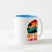 マイボートマイルール魚釣り愛好家サンセットヴィンテージ ツートーンマグカップ (正面右)
