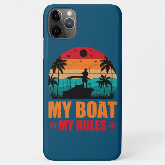 マイボートマイルール魚釣り愛好家サンセットヴィンテージ Case-Mate iPhoneケース (裏面)