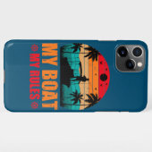 マイボート マイルール 釣り愛好家の夕焼けヴィンテージ iPhoneケース (裏面横)