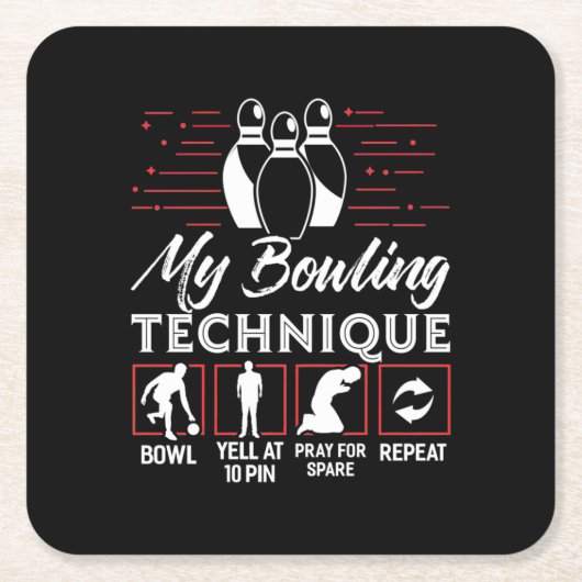 マイボーリングテクニック スクエアペーパーコースター (正面)