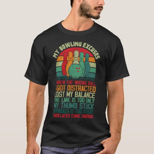 マイボーリング言い訳おもしろいボウリングをする人、 クリケットの投手1 Tシャツ (正面)