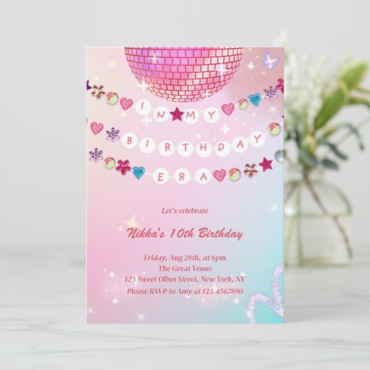 マイマイ誕生日時代招待状-10代の誕生日ガール 招待状 (スタンド正面)