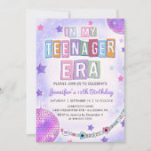 マイマイ10代の若者エラパープルディスコ誕生日 招待状 (正面)
