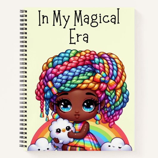 マイマジカルな時代で – かわいいイエローチビ(小さくかわいく書いた感じ) ノートブック (正面)