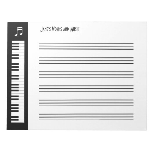 マイミュージック – ミュージシャン即興メモ帳 ノートパッド (正面)