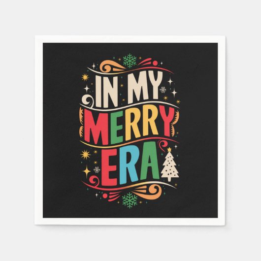 マイメリーエラクリスマスクリスマスクリスマスホリデーファミリー スタンダードカクテルナプキン (正面)