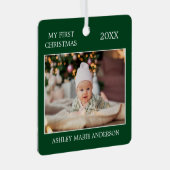 マイモダン初めてのクリスマスベビーフォトグリーン メタルオーナメント (正面右)