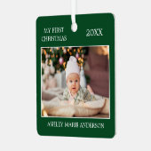 マイモダン初めてのクリスマスベビーフォトグリーン メタルオーナメント (正面左)