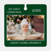 マイモダン初めてのクリスマスベビーフォトグリーン メタルオーナメント (正面)