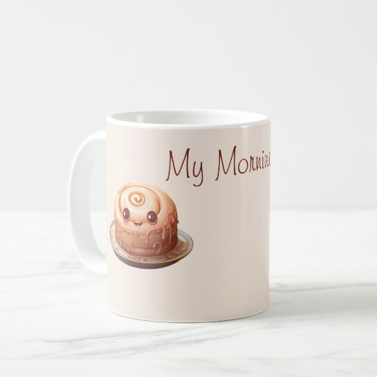 マイモーニングジョイパーソナライズされたシナモン転がキュイネス コーヒーマグカップ (正面左)