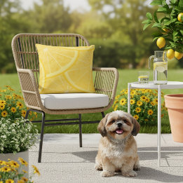 マイヤーレモンスライスイエローアウトドア装飾用クッション アウトドアクッション